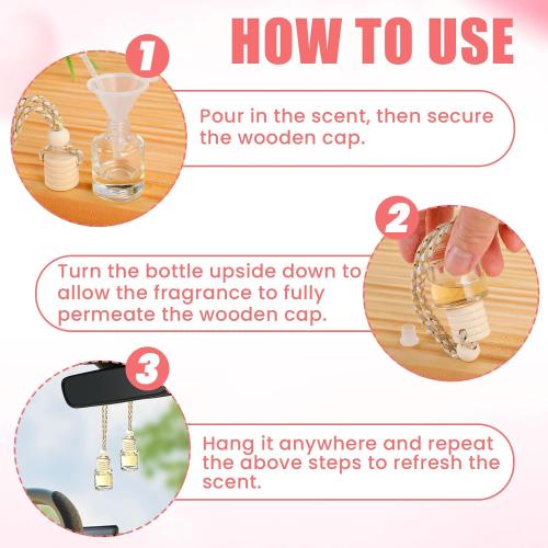 20 Pcs Car Diffuser Bottle Set,Empty Glass Car Air Freshener Bottle Bulk