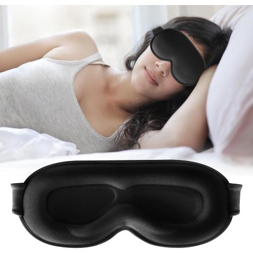 Sleep Mask,Upgraded 3D Deep Contoured Eye Mask for Sleeping,No Pressure Eye Covers 99% Block Out Light Eye Mask with Adjustable Elastic Strap for Sleeping, Yoga, Traveling (1pc,Black)