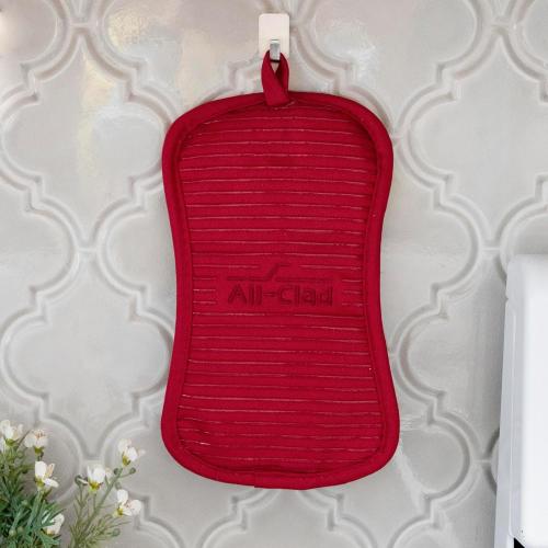 All-Clad Premium Pot Holder & Heating Pad, (2-Pack) Heat Resistant to 500 Degrees, 100% Cotton 10x6.25 for Kitchen and Barbeque, Chili Red