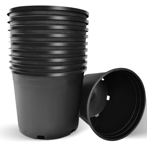 3 Gallon Nursery Pots Plastic Container Injection Molded Pot for Plants Flexible with Drainage Holes Suitable for Plants Soil Growers or Hydroponics Black 10 Pcs