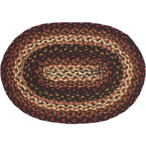 VHC Brands Country Beckham Placemat, Red Black Tan, Jute Blend, Oval, 10x15 Inches