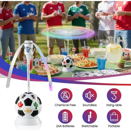 chemotex Fly Fans for Tables, Soccer Theme Table Top Fly Spinner to Keep Flies Away from Food, Portable Fly Repellent Fan with Soft Stop Blades for Outdoor, Picnic, Party & BBQ, 4 Packs
