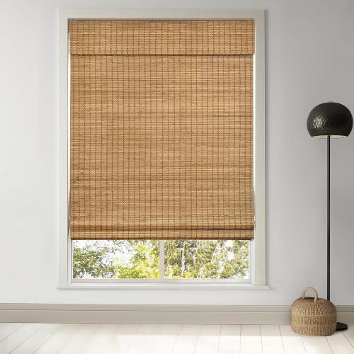 LazBlinds Cordless Bamboo Roman Shades, Privacy Blinds for Interior Windows, Room Darkening Roll Up Bamboo Blinds for Home & Patio, 30.5 W x 48 H, Highfield Teak
