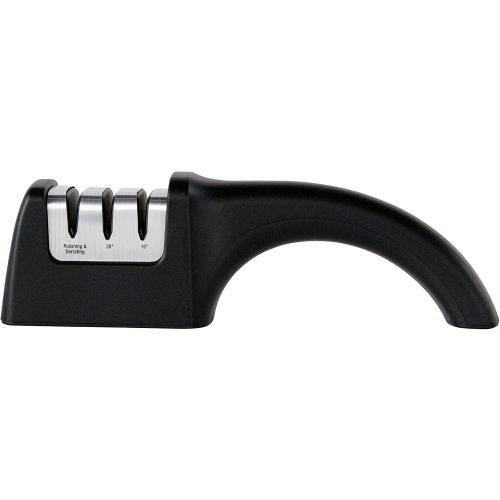 Chef'sChoice Professional Manual Knife Sharpeners AngleSelect for 15- and 20-Degree Straight-Edge and Serrated Knives with Diamond Abrasives Precise Angle Control & Compact Footprint, 2-Stage, Black
