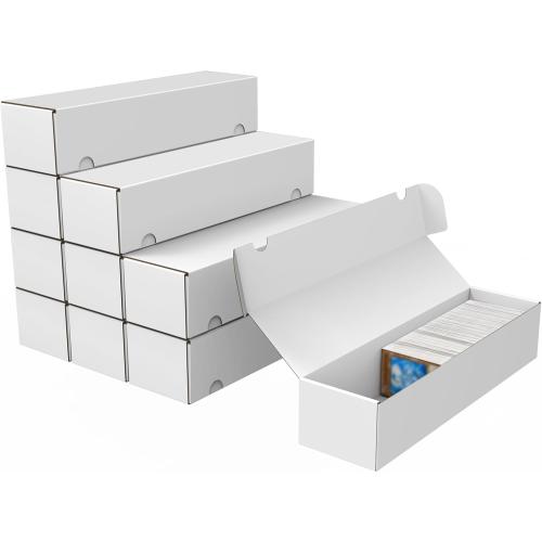 Trading Card Storage Box, 10-Pack 1100 Count White Corrugated Cardboard Bulk Sports Storage Box for TCG/Magic/Mtg Basketball Cards, Collectible Trading Cards