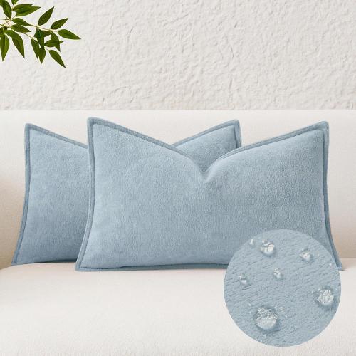 Kevin Textile Soft Waterproof Pillow Covers 12x20 Inch 2 Pack, Light Blue