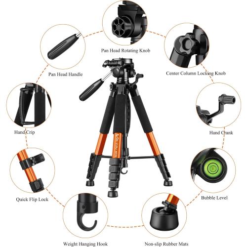 Victiv Tripod, 74” Camera Tripod for Cell Phone with Phone Holder, Orange
