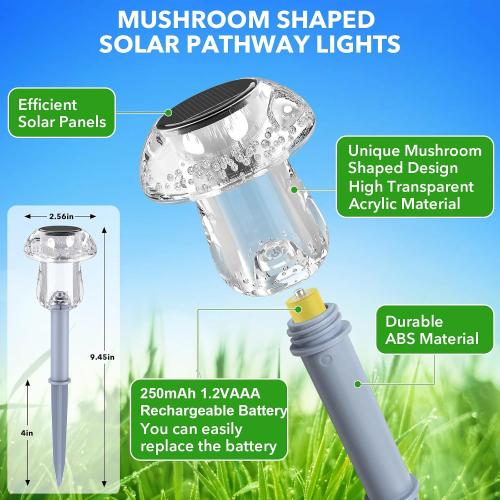 Benany Solar Lights Outdoor, 16 Pack Mushroom Lights Outside Waterproof, Solar Powered LED Lighting for Garden, Yard, Landscape, Path, Pathway, Lawn, Walkway, Driveway, Backyard Decor (Warm White)