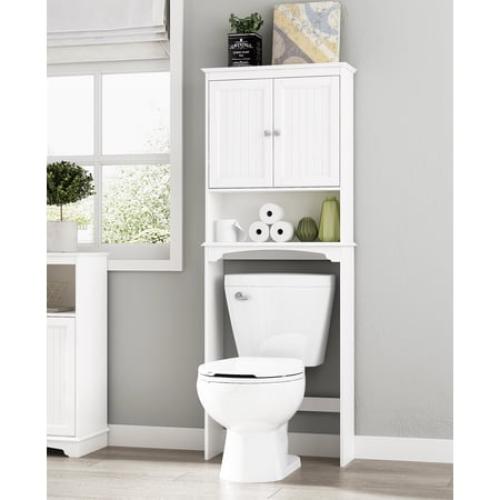 Spirich Home Bathroom Shelf Over-The-Toilet, Bathroom SpaceSaver, Bathroom Storage Cabinet Organizer, White