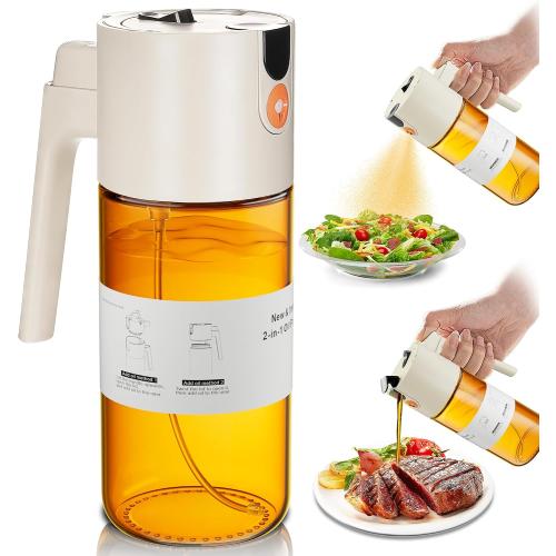 Olive Oil Sprayer & Dispenser Bottle for Cooking 17oz Dark Glass Oil Mister