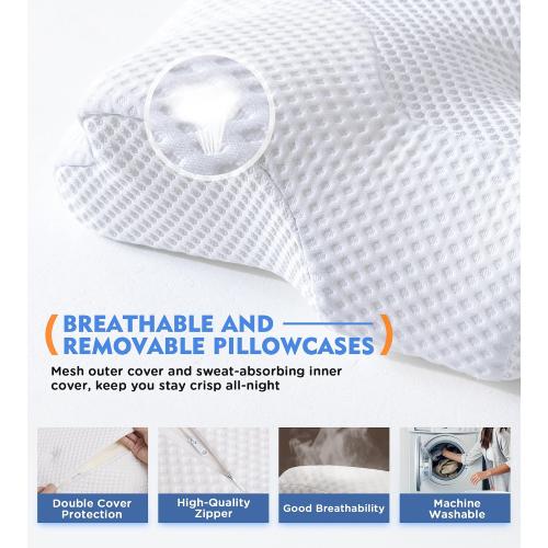 Osteo Cervical Pillow for Neck Pain Relief, Hollow Design Odorless Memory Foam Pillows with Cooling Case, Adjustable Orthopedic Bed Pillow for Sleeping, Support for Side Back Sleepers