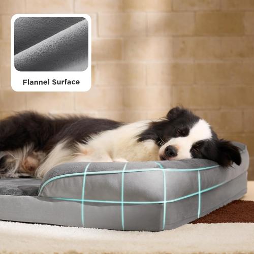 Bedsure Orthopedic Dog Beds Large Sized Dog - Washable Large Dog Cat Bed Waterproof, Comfort Dogs Couch Sofa with Washable Removable Cover, Pet Bed with Nonskid Bottom, Grey, 35