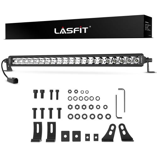 LASFIT 22 inch LED Light Bar, Slim Single Row, Spot Flood Combo Beam, IP67 Waterproof Front Bumper Grille Bar for 4Runner Tacoma Tundra Crosstrek GX LX UTV SxS Marine Boat