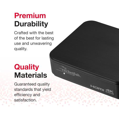 Rocketfish 2-Output HDMI Splitter with 4K at 60Hz and HDR Pass-Through - Dual HDMI Splitter with Easy Setup - HDMI Splitter Output Supports 2 HDMI Displays - Splitter with 4k & HDR Compatibility