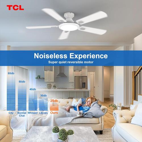 TCL 52 White Low Profile Ceiling Fan with Light & Remote