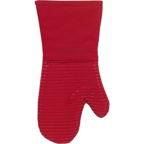 All Clad Silicone Oven Mitt: Heat Resistant up to 500 Degrees - 100% Cotton & Silicone, 14x7 Oven Mitt for Kitchen and Barbeque, 1-Pack, Chili