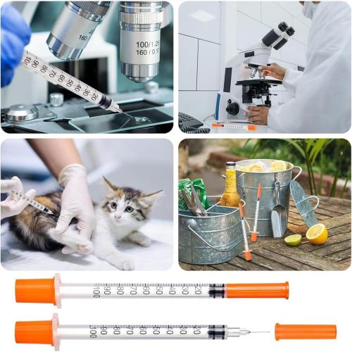 120 PACK U-100 Syringes, 30G 5/16 (8mm) 1ml/cc Disposable Syringe, Individual Wrapped, Lab Supplies