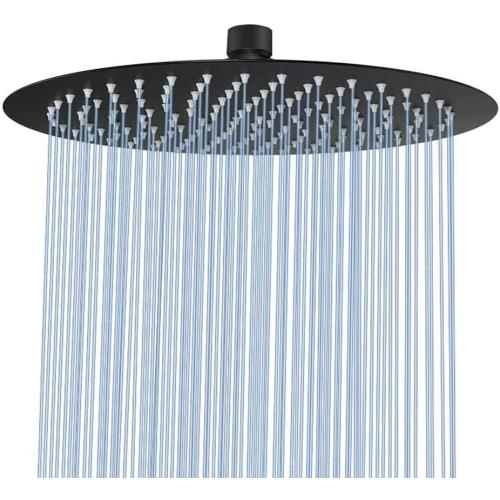 NearMoon Rain Shower Head, Ultra-Thin Design-Pressure Boosting, Awesome Some Experience, High Flow Stainless Steel Rainfall Head (12 Inch, Matte Black)