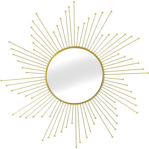 Large Gold Sunburst Mirror - 31 Starburst Wall Mirror with 12 Round Glass, Mid-Century Modern Elegant Gold Sun Mirrors for Living Room, Bedroom, Entryway Decor