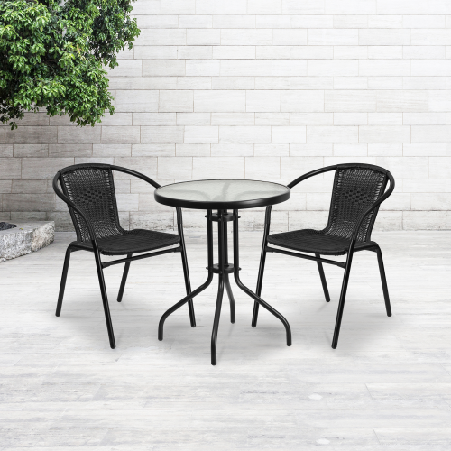 2pk Flash Furniture Black Aluminum Frame Stackable Chair