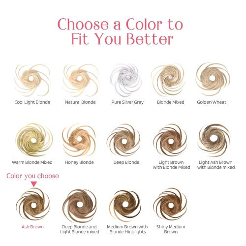 HOOJIH Messy Bun Hair Piece - Super Long Tousled Updo Extensions, Wavy Wrap Ponytail With Elastic Band for Women Girls - Ash Brown
