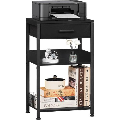 Lerliuo Printer Stand with Storage, 3-Tier Printer Table,Black