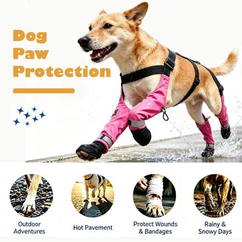 yucca Rubber Dog Boots for Paws, Easy-On Pet Suspender Boot Leggings, Anti Slip Dog Socks, Reusable Waterproof Dogs Booties, Protect Paws from Rain, Snow, Slush, and Snow Melt