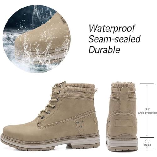 Size 38 Athlefit Women's Lace-Up Work Hiking Combat Ankle Boots
