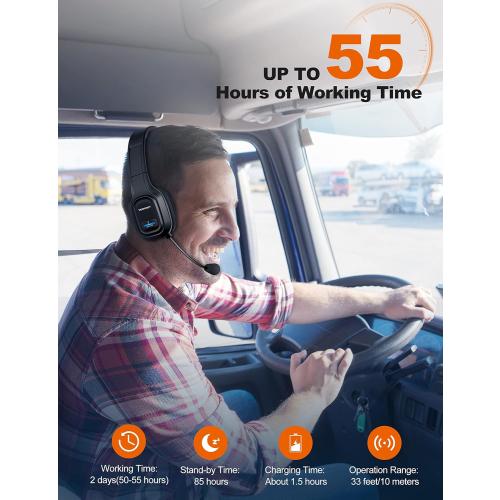 TECKNET Trucker Bluetooth Headset, AI Noise Canceling Mic, Wireless On-Ear