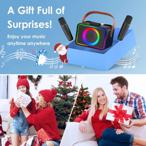 Karaoke Machine for Kids Adults,Bluetooth Speaker 2 Wireless Microphones