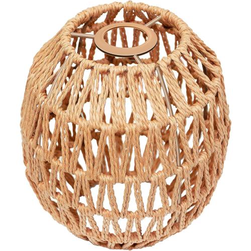 Small Lamp Shades For Table Lamps Hanging Light Boho Lamp Shades Wicker Lamp Shade for Floor Lamps, Rattan Lampshade for Hanging Lamp Wall Sconce Woven Plug in Pendant Light Egg Shade