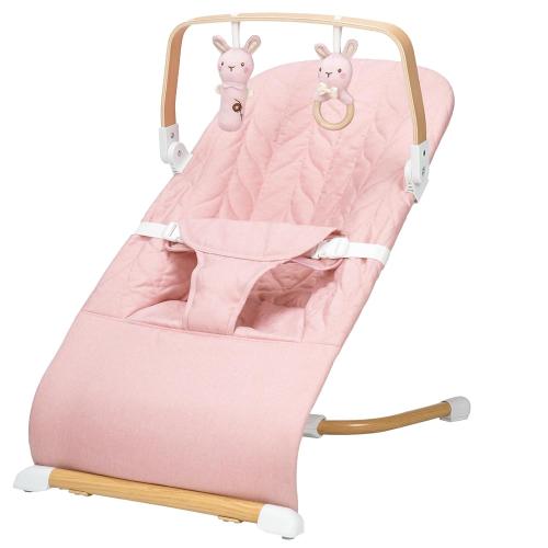 BLACK&PINK‼️‼️Portable Baby Bouncer, Bouncer Seat for Babies 0-12 Months, 3 Recline Positions, Foldable Baby Rocker Chair with Removable Wooden Bar, Pink