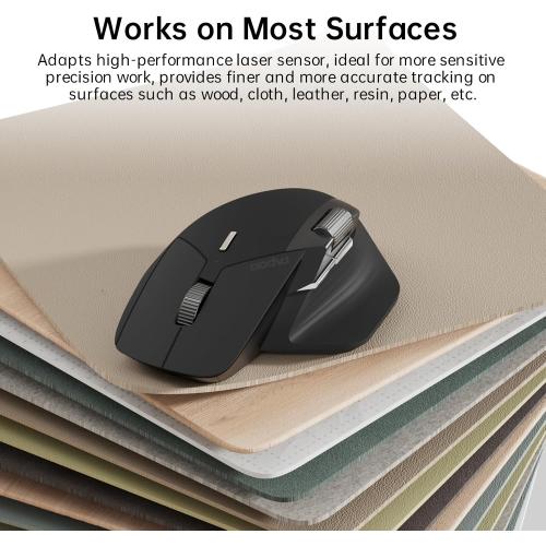 Rapoo MT760 Multi-Device Wireless Mouse, Bluetooth 5.0 and 2.4G Multi-Mode Connection, Up to 4 Devices, 11 Programmable Buttons, 4K DPI, 90 Days Battery Life, PC, Matte Black