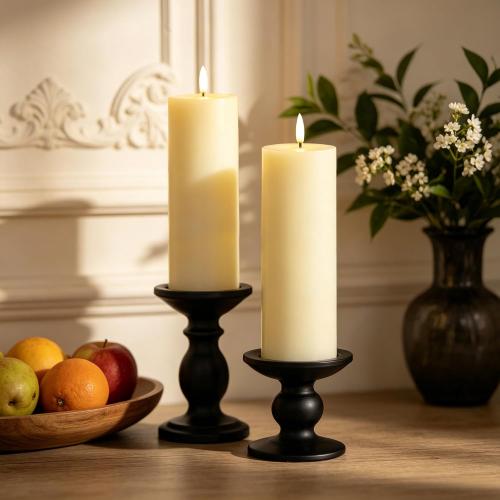 3x9 Ivory Flameless Candle, Real Wax LED Pillar Candle with Remote & Timer