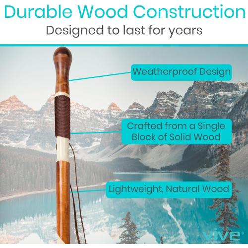 Vive Wooden Walking Stick - Willow Cane for Seniors Hiking & Balance - Heavy Duty Carved Twisted Wood Sticks for Men & Women - Stylish Support Pole for Outdoor Trekking & Weight Bearing