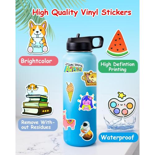 EOAOD 200 Cute Aesthetic Water Bottle Stickers for Kids, Waterproof Vinyl