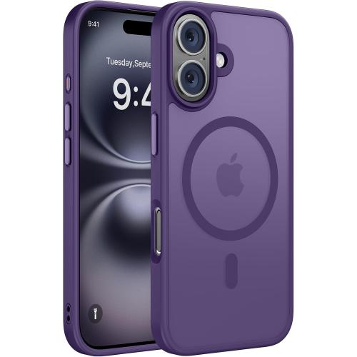 Miracase Magnetic Series for iPhone 16 Case [Compatible with MagSafe] Military-Grade Protection, Anti-Fingerprint, Slim Phone Case for iPhone 16 6.1 inch - Deep Purple