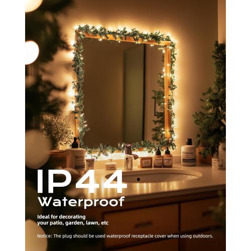 Brightown Christmas Lights Outdoor 100 Count 20Ft String Lights for Indoor | Clear Incandescent Bulb Mini Fairy Lights, Waterproof & Connectable for Xmas Decorations, Christmas Tree Garland, White Wire