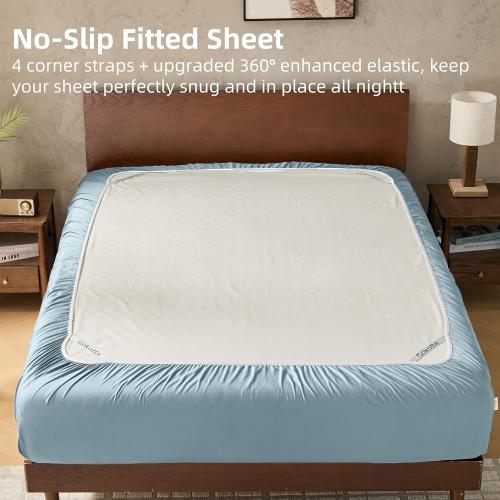 GOKOTTA Queen Bamboo Rayon Sheets Set, Silky Soft Cooling Sheets Stay Put
