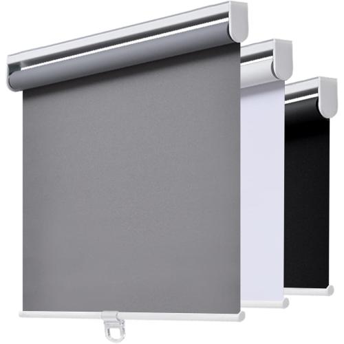 AOSKY Cordless Roller Shades Blackout Blinds for Windows Room Darkening Rolled Up Shades with Spring System, UV Protection Window Shades Door Blinds for Home and Office (34 W x 72 H, Grey)