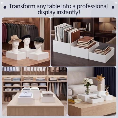 3 Pack Extra Large White Acrylic Buffet Risers 14” 13” 12” Cubes