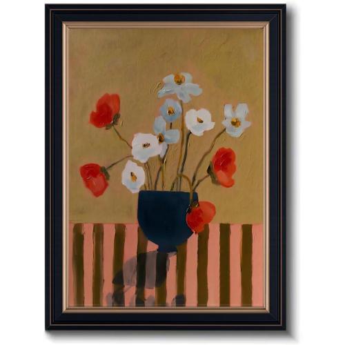 Black Framed Vintage Floral Oil Painting Canvas Wall Art Romantic Flower Bouquet Poster Classic Botanical Colorful Artwork Elegant Rustic Aesthetic Prints for Bedroom Home Decor 12x16inch