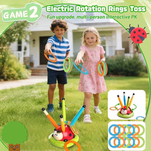 5 in 1 Musical Jump, Bean Bag Toss Ring Game, Baseball Toys and Stomping Launch Rocket Launcher for Kids Remote Control Indoor Outdoor Sports Toys for Kids Ages 4-8 3-5 Birthday Easter Gifts