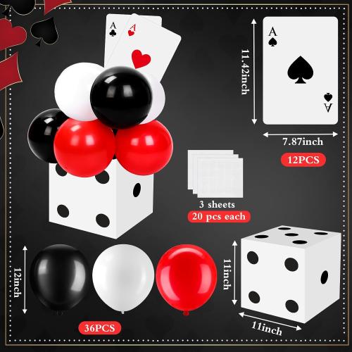 Hollowfly 54 Pcs Casino Party Decorations Dice Poker Game Night, Retro
