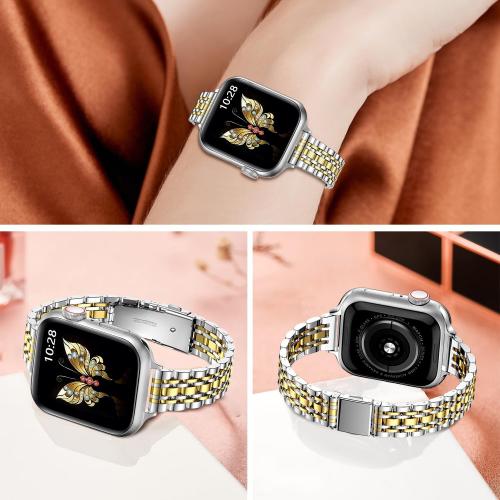 MioHHR Slim Metal Band Compatible with Apple Watch Bands 42/41/40/38mm