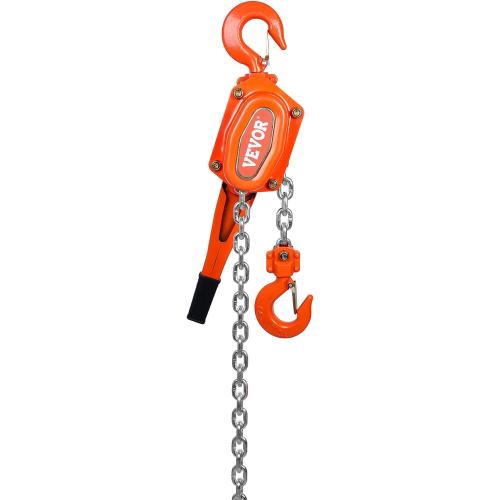 VEVOR Manual Lever Chain Hoist, 3 Ton 6600 lbs Capacity 20 FT Come Along, G80 Galvanized Carbon Steel with Weston Double-Pawl Brake, Auto Chain Leading & 360° Rotation Hook, for Garage Factory Dock