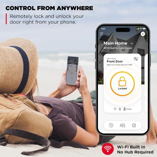 Kwikset Halo Wi-Fi Smart Lock, Keyless Entry Door Deadbolt, Geofence Auto-Unlock, Grade AAA Certified, No Hub Required Easy Install, Satin Nickel Lifetime Finish Warranty, Touchscreen