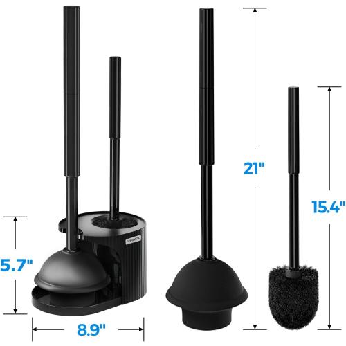 FORASTO 2in1 Toilet Brush and Plunger Set - Bathroom Bowl Holder Combo