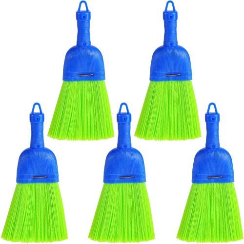 5 Pcs Whisk Broom Poly Fiber Handheld Brush Hand Broom Outdoor Broom Car Broom with Hang Hole for Cleaning Indoor Porches Floors Decks Driveways Dirt Dust