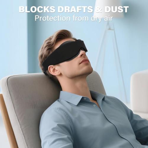 Sleep Mask for Dry Eyes, 100% Blackout Hydrating Sleeping Mask Black